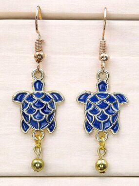 Blue Sea Turtle Earrings | Handcrafted Beach Jewelry